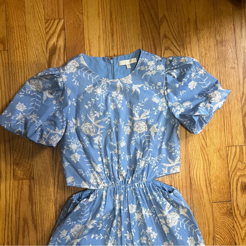 WAYF Plaza Blue Floral Cut-Out Tiered Maxi Dress Size XSmall - Picture 8 of 16